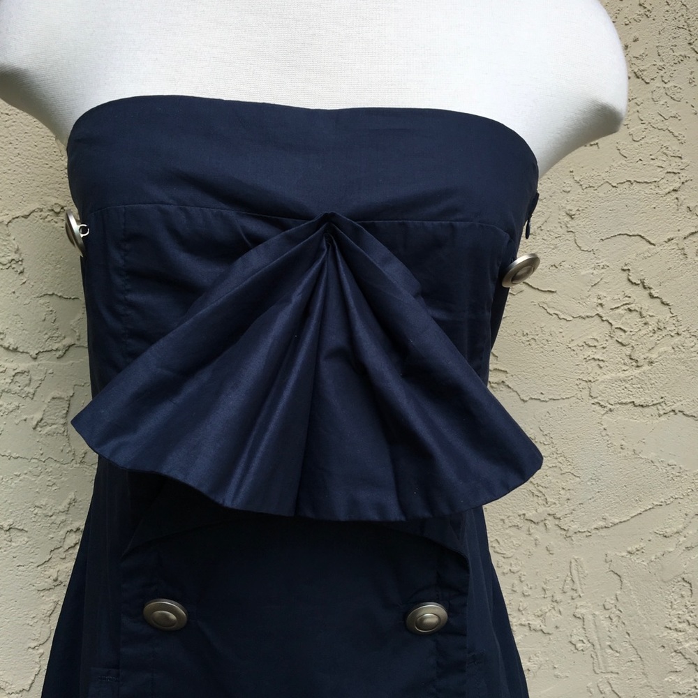 Final Sale Sleeveless Blue Khaki Dress - Picture 7 of 8